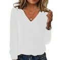 thumbnail image 2 of Sweaters for Women 2025 Fall - Long Sleeve V Neck Loose Knit, Lightweight Pullover Blouses with Breathable Fabric, Business Casual for Cool Office Days, 2 of 4