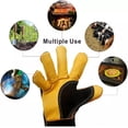 thumbnail image 5 of Guantes de barbacoa para parrilla de 932 ℉ Guante de soldadura de forja de cuero resistente al calor de 14 pulgadas con manga larga retardante de llama y forro aislante para hombres y mujere, 5 of 5