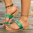 thumbnail image 3 of Boho Slippers Sandals for Women 2025 Bohemian Beach Summer Flip Flop Flats Slides Rhinestones Dress Slip on, 3 of 7