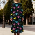 thumbnail image 6 of dazeni Girls Valentine's Day Dresses Cute Heart Print Puff Long Sleeve Maxi Dress Loose Casual Ruffle Crewneck Dress with Pockets A Line Tiered Flowy Party Dress B 10-11Years, 6 of 6