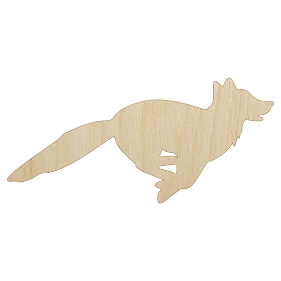 Fox Running Solid Wood Shape Unfinished Piece Cutout Craft DIY Projects - 4.70 Inch Size - 1/8 Inch Thick