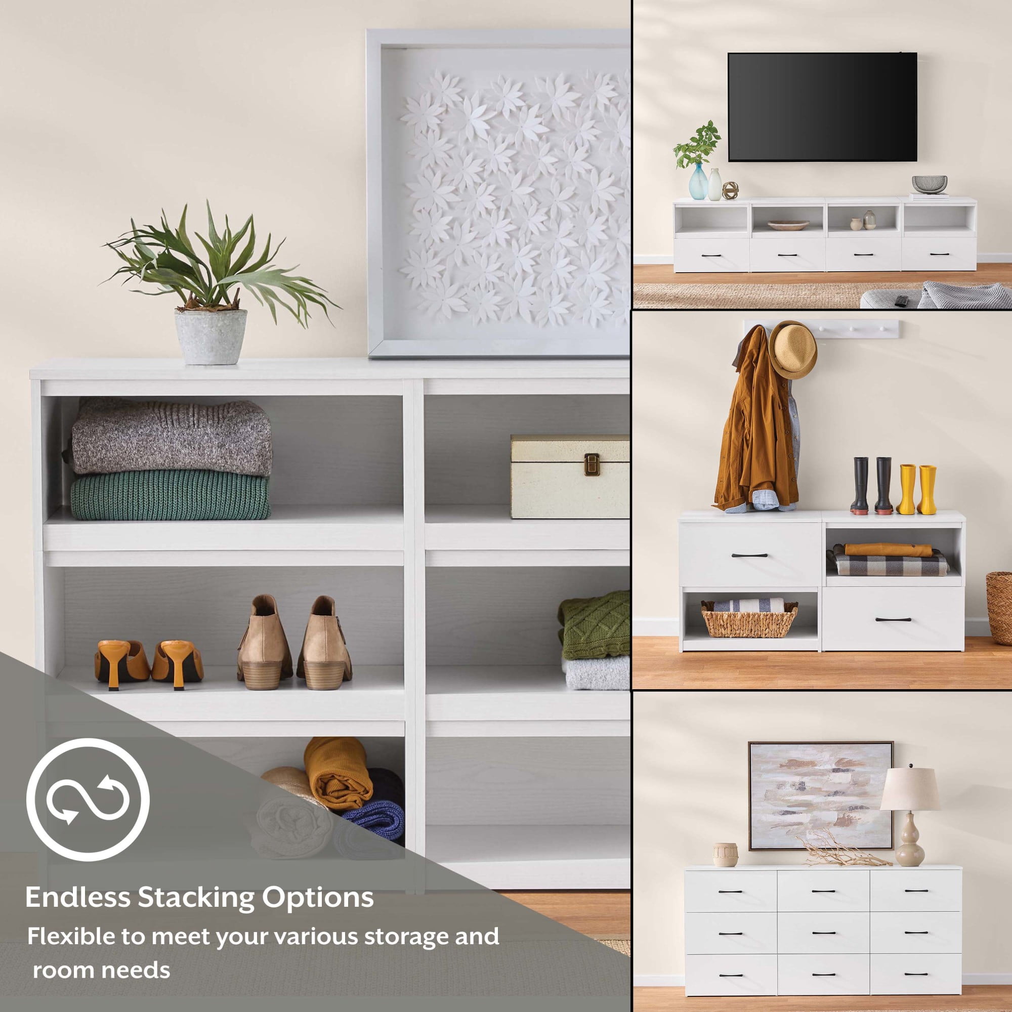 Mainstays Ardent One Drawer Modular Storage System, White