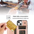 thumbnail image 3 of Design for iPhone 13 Case with Tempered Glass Screen Protector Credit Card Holder Slot, Leather Wallet Phone Cases Kickstand Protective Cover for iPhone13 iP13 Women 6.1 inch Rose Gold, 3 of 12