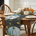 thumbnail image 3 of White Blue Pumpkin Cotton Linen Table Runner, Washable Table Runners for Kitchen, Dining Room, Holiday, Home Party Table Decor, 13x36 Inches, 3 of 9