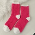 thumbnail image 2 of Womens Adorable Pink Patterned Fuzzy Socks with Hearts Stripes And Polka Dots Fuzzy Socks for Women, Soft Comfy Cozy Fluffy Thick Winter Warm Fleece Slipper Socks A, 2 of 6