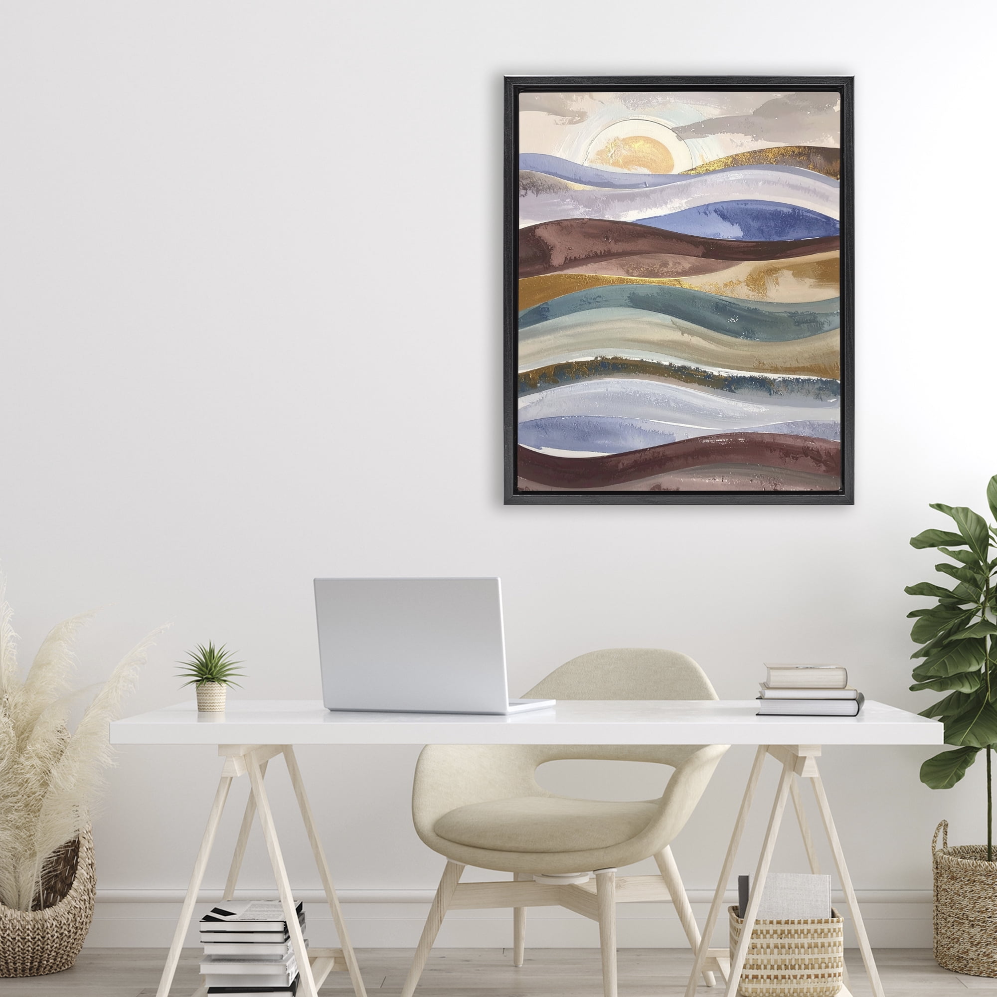 Stupell Industries Layered Ocean Flow Black Framed Floater Canvas Wall Art, design by Alonza Saunders