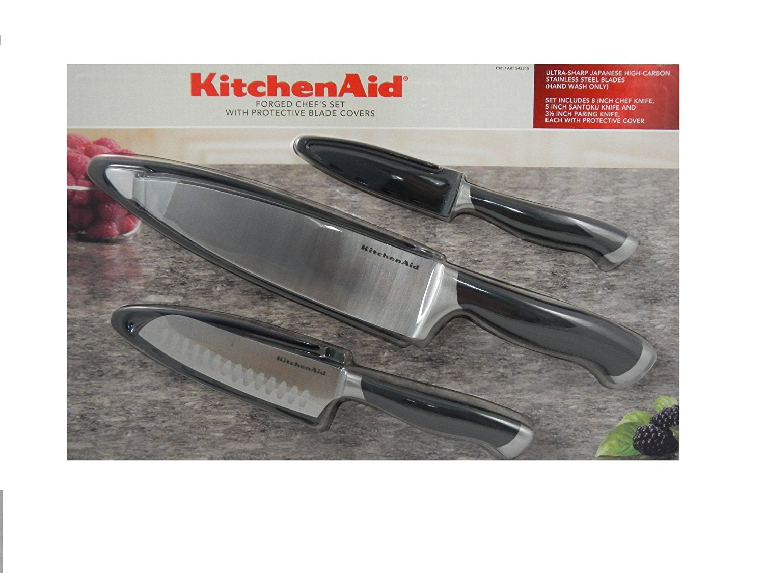 KitchenAid 3 Knives Forged High Carbon Stainless Steel Chef's Set Kitchenaid Knife Set Stainless Steel