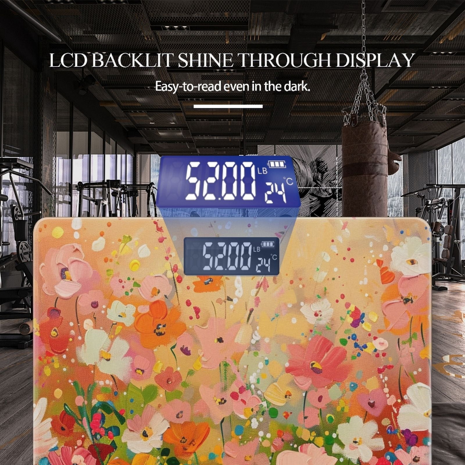 High Precision Body Weight Scale Smart Bathroom Scales with Large LCD Display(400lbs),Decorative for Bedroom-Wildflowers In Full Bloom With Petals Of Various Colors And Shapes
