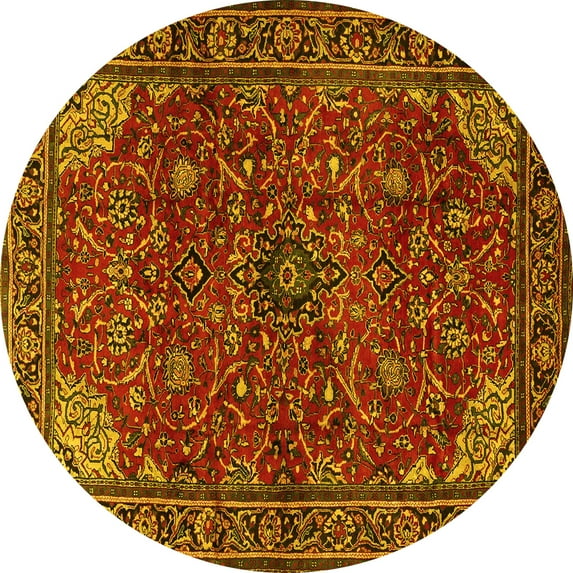 Ahgly Company Indoor Round Persian Yellow Traditional Area Rugs, 8' Round