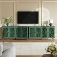 thumbnail image 4 of 60" Antique Buffet Cabinet with Floral Carvings with Solid Wood Legs&Antique Brass Handles&Adjustable Shelves, TV Stand for 65''+ TV, Sideboard for Living Room,Dining Room(Antique Green), 4 of 37