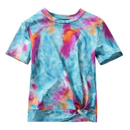 

Kids Tops Baby Summer Tie-Dye T-shirt Toddler Boys Girls Clothes Casual Girls Tops