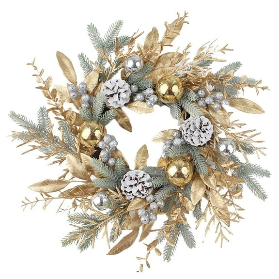 Gold and Silver Christmas Wreath with Pinecones and Baubles, Luxurious Festive Decor for Front Door and Home Ambiance During the Holiday Season - Gold