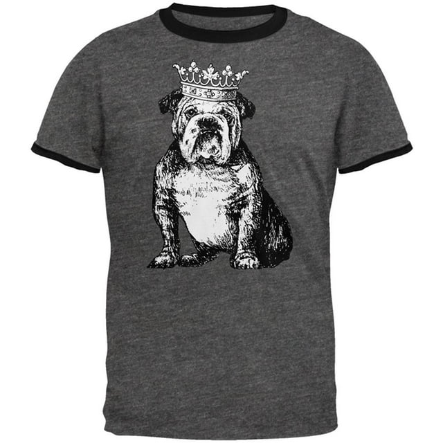 T-shirt à Col Contrastant pour Hommes avec Couronne de Bouledogue Britannique