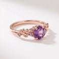 thumbnail image 3 of Vintage Hexagon Cut Amethyst Leaf Band Ring, Dainty Twist Branch Amethyst Promise Ring, Minimalist Purple Amethyst Wedding Ring, Nature Inspired Ring, 3 of 4