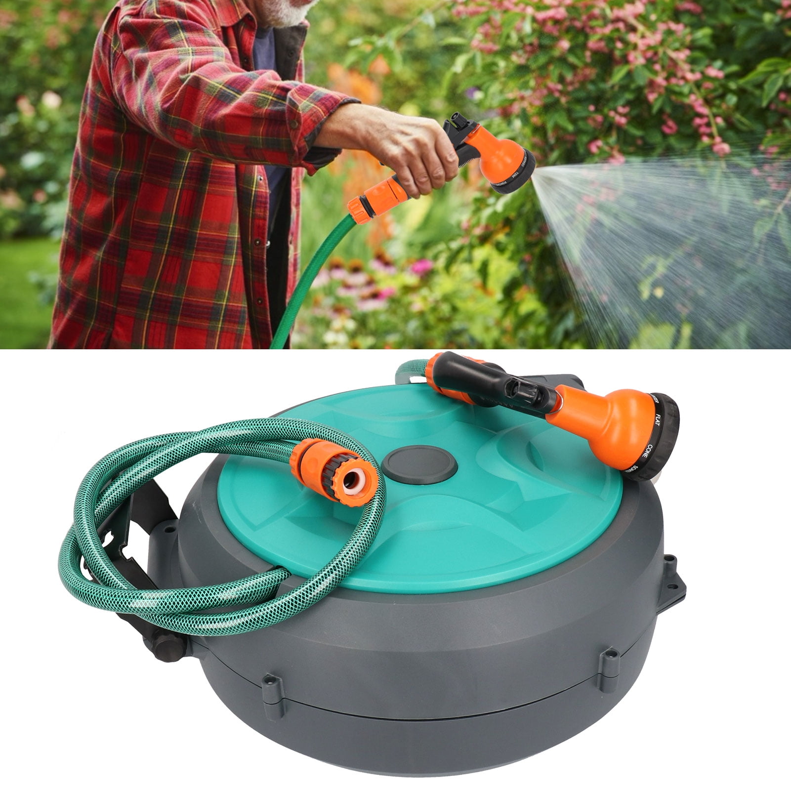 Zerodis Wall Mounted Automatic Retractable Garden Hose Reel with 15m