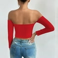 thumbnail image 4 of Timegard Off the Shoulder Tops for Women Long Sleeve Slim Fitting Crop Tops Comfy Going out Tops Trendy, 4 of 4
