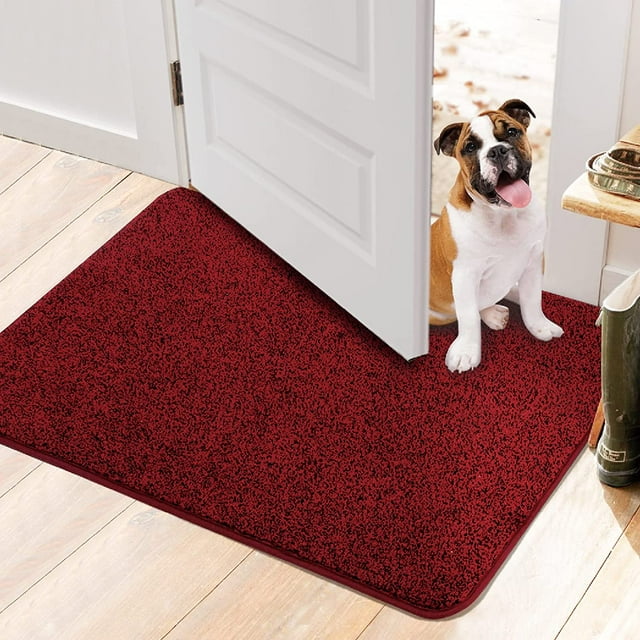 SHIQI-Indoor Doormat, Front Door Mat for Entrance (32"x48" Red) Machine Washable Entryway Rug Non Slip Dirt Trapper Door Rugs Absorbent Low Profile Shoes Scraper Inside Floor Mats for Entry