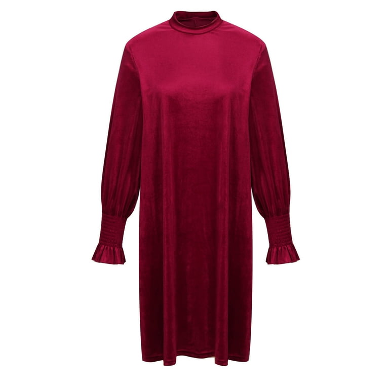 red long sleeve tunic dress Red Print Tunic Dress: Long Sleeve Loose Fit Midi