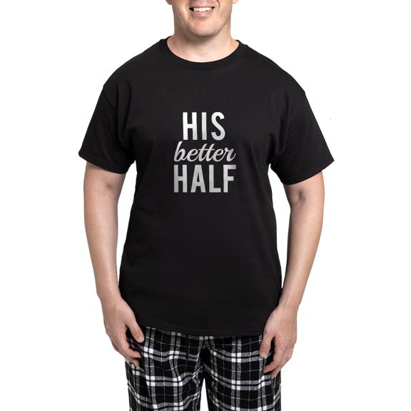 CafePress - His Better Half White Text Pajamas - Men's Dark Loose Fit Cotton Pajama Set