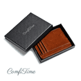 thumbnail image 6 of ComfiTime Slim Men’s Wallet - RFID Minimalist Wallet for Men & Women, Small Thin Leather Wallet with ID Window, Credit Card Holder Front Pocket Wallet, Travel Accessories & Gift Box, Brown, 6 of 11