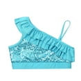 thumbnail image 3 of YONGHS Kids Girls Shiny Sequined Crop Top Jazz Modern Dance Tank Vest Dancewear 6-14 Blue 10, 3 of 7