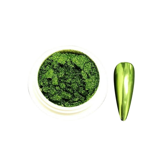 Graflsoa Metallic Mirror Nail Powder - Titanium Chrome Effect in Light Green (MJ11) for Stunning Nail Art Designs