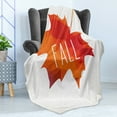 thumbnail image 4 of Autumn Soft Flannel Fleece Throw Blanket, Low Poly Maple Leaf Design in Warm Colors on Off White Background, Cozy Plush for Indoor and Outdoor Use, 50" x 60", Burnt Orange Off White, by Ambesonne, 4 of 5