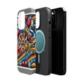 thumbnail image 2 of DistinctInk MagSafe Tough Case for Apple iPhone 15 Pro Max (6.7" Screen) - Vibrant Street Art Pattern: Hearts, Stars, Peace Signs! - Tempered Glass Back, 2 of 6