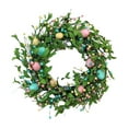 thumbnail image 3 of Corona redonda de Pascua con huevos en tonos pastel para colgar en la puerta principal o en la pared. Decoración con follaje verde. estilo yo, 3 of 9