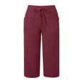 thumbnail image 6 of GEWSEY Striped Linen 3/4 Length Pants Women Linen Capri Pants Lightweight Spring Summer Pants for Women 2025 Ladies Pinstripe Pants (, S), 6 of 7