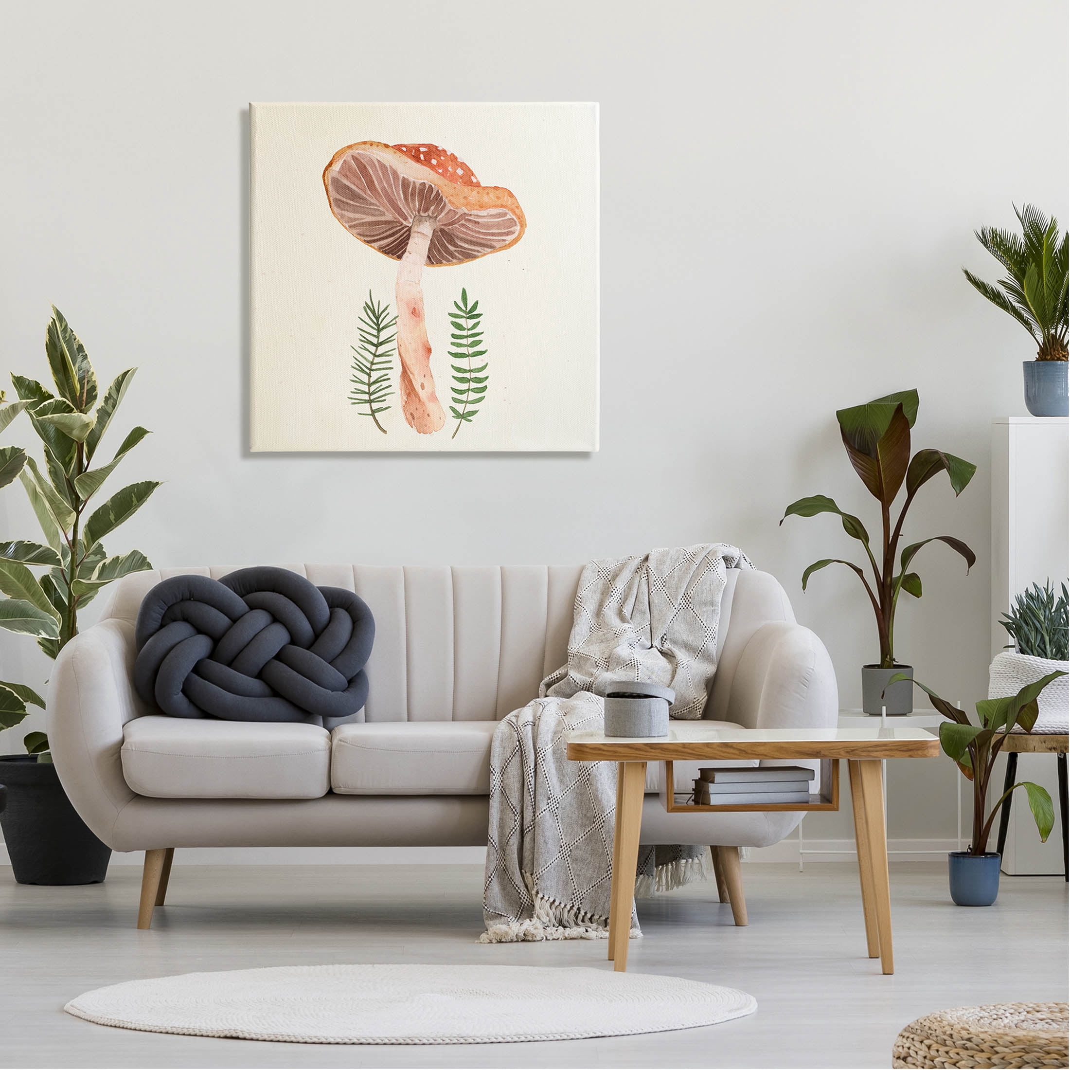 Cottage Mushroom Forest Plants Botanical & Floral Graphic Art Gallery Wrapped Canvas Print Wall Art