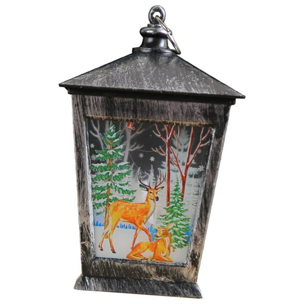 Farol colgante LED para decoración navideña, 4,92 x 3,54 x 2,24 pulgadas reno negro