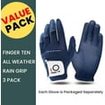 thumbnail image 2 of FINGER TEN Golf Gloves Men Left Hand Rain Grip Glove for Right Handed Golfer Value 3 Pack, All Weather Durable Grip Size Small Medium Large XL White Black Blue, 2 of 7