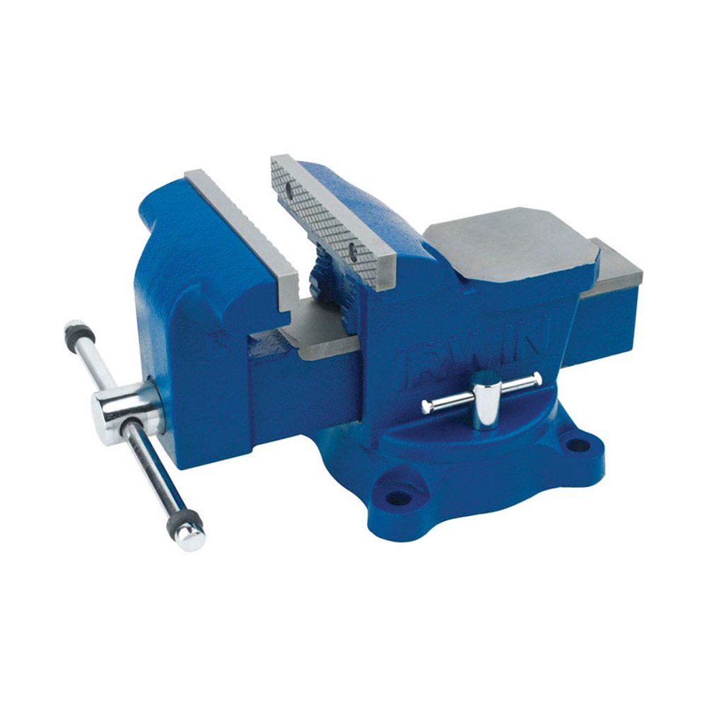 Irwin 6 in. Steel Workshop Bench Vise Blue Swivel Base - Walmart.com