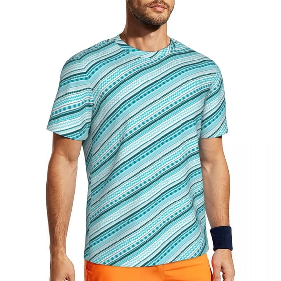T Shirt For Men Retro Dots And Stripes Sportswear Blue Line Design Harajuku Men Funny Tee Shirt Summ