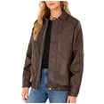 thumbnail image 2 of Drovellove Plus Size Women's Faux Leather Jacket with Stand Up Collar | Long Sleeve Zippered Outwear with Pockets for Casual Daily Wear, 2 of 7