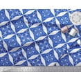 thumbnail image 2 of Soimoi Blue Japan Crepe Satin Fabric Geometrical Star Geometric Decor Fabric Printed Yard 42 Inch Wide, 2 of 3