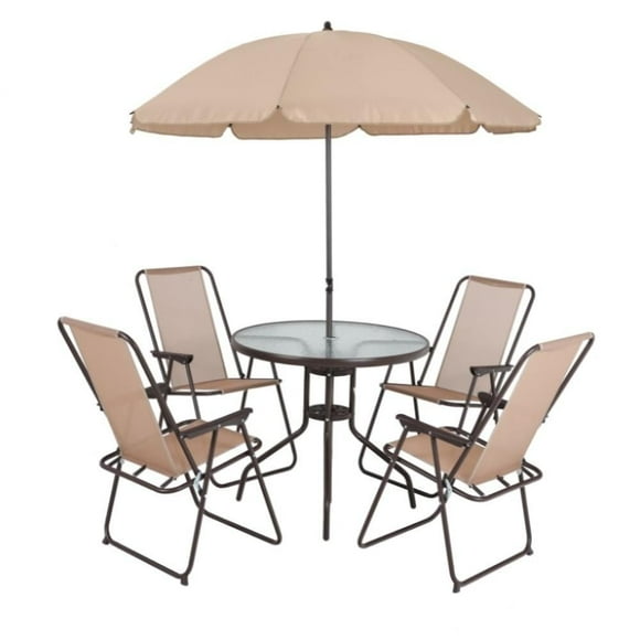 Set Desayunador Mainstays 6 Piezas Beige con Sombrilla