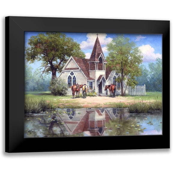 Sorenson, Jack 14x12 Black Modern Framed Museum Art Print Titled - Reflections of a Country Church