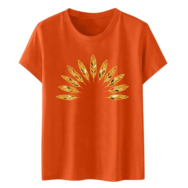 Camisetas de Manga Corta para las Mujeres Impresas Cuello Redondo Camiseta, Blusa Suelta de Poliéster Casual para el Trabajo, Diario Y Primavera Invierno