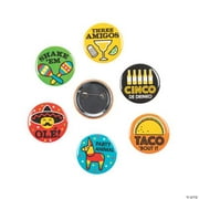 Fun Fiesta 2" Metal Buttons - Party Favors - 12 Pieces