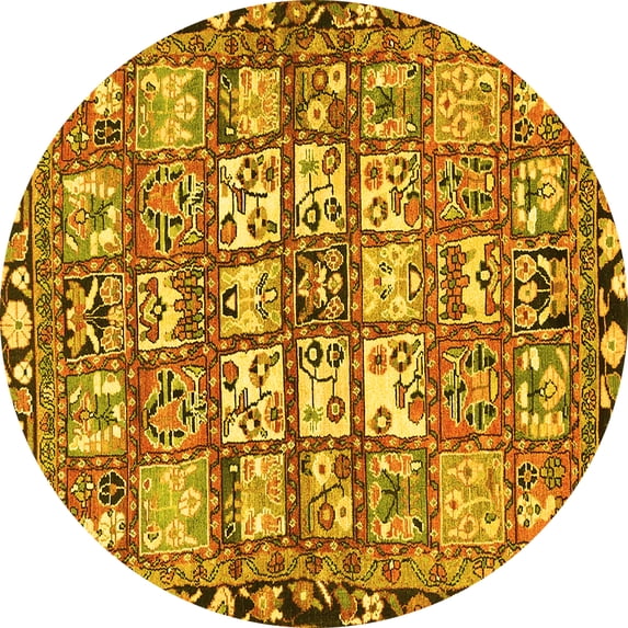 Ahgly Company Indoor Round Persian Yellow Traditional Area Rugs, 8' Round