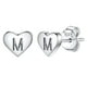 thumbnail image 1 of Pendientes de corazón inicial Silvora tachuelas de plata esterlina hipoalergénicas para mujer letra M, 1 of 8