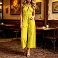 thumbnail image 3 of Jumpsuits for Women Sleeveless Zipper V Neck One Piece Jumpsuit Waist Cinched Slim Fit Wide Leg Ankle Length Jumpsuit with Pockets Summer Casual Outfits, 3 of 6