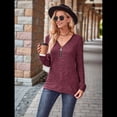 thumbnail image 4 of Suéter Holgado de Punto Acanalado con Cuello de Media Cremallera para Mujer, Blusas Casuales de Larga de Color Liso, Blusas Cómodas y Cálidas Vino Tinto M, 4 of 10