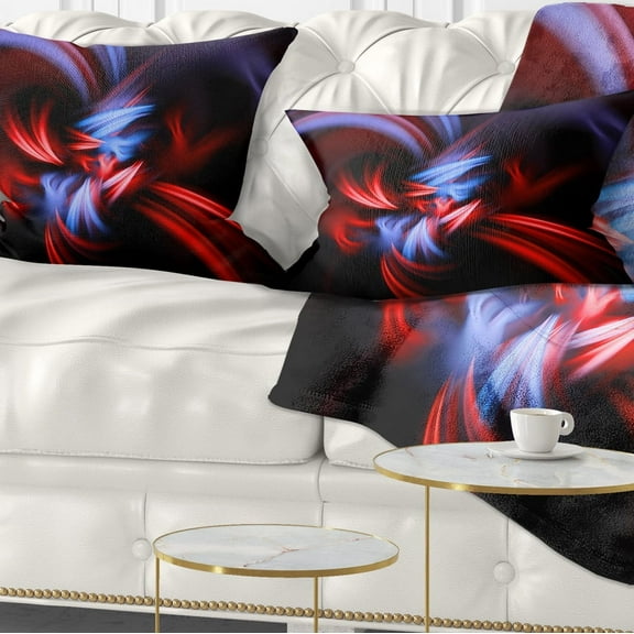 Designart Fractal Red Connected Stripes - Contemporary Throw Pillow - 12x20