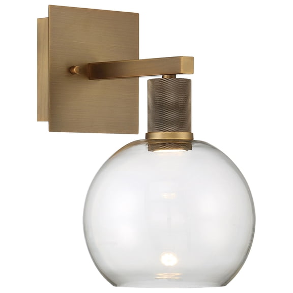 63145LEDD-ABB/CLR Access Lighting Port Nine - 9W 1 LED Wall Sconce In Transitional Style-12.25 Inches Tall and 7.5 Inches Wide-Antique Brushed Brass