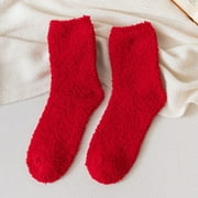 Socks Coral Fleece Socks With Thicker And Warmer Floor Socks For Women In Solid Colors Sports Socks