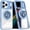 Blue, variant on For iPhone 16 Plus Transparent Case (Compatible With MagSafe) With 360° Rotation Invisible Magnetic O-Ring Stand Military-Grade Shockproof Phone Case,Purple,For iPhone 16 Plus