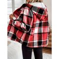 thumbnail image 5 of VIWORLD Women's Winter Long Sleeve Plaid Coat - Fleece Lined Hooded Jacket with Button Front & Pockets Red，S, 5 of 6